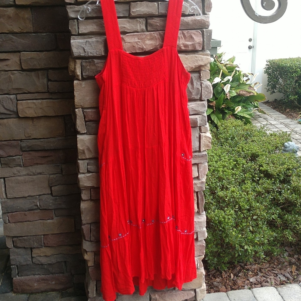 Modcloth Red Embroidered Dress - Picture 7 of 10